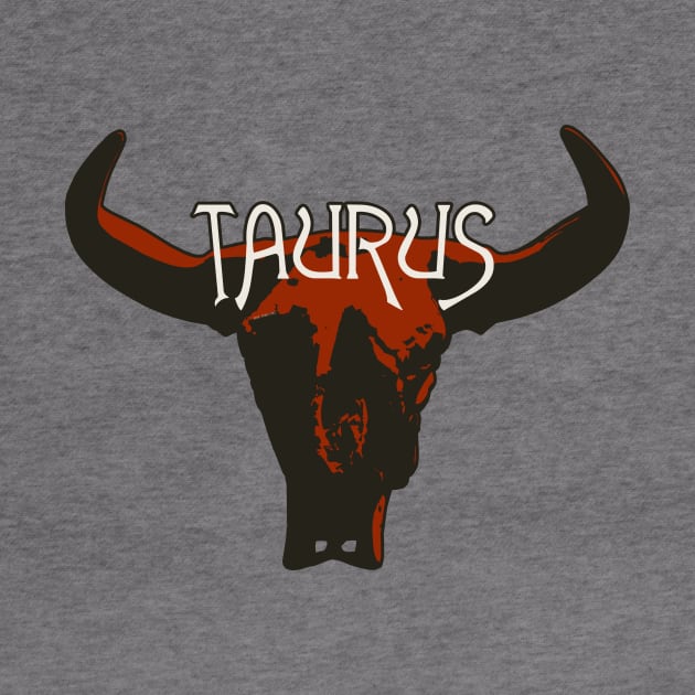 Red Taurus Bull Skull for Astrological Zodiac Sign by RyanJGillDesigns